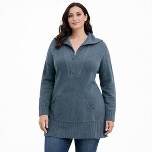 Barefoot Dreams CozyChic Lite Deep Juniper Sweater Tunic Retail $135